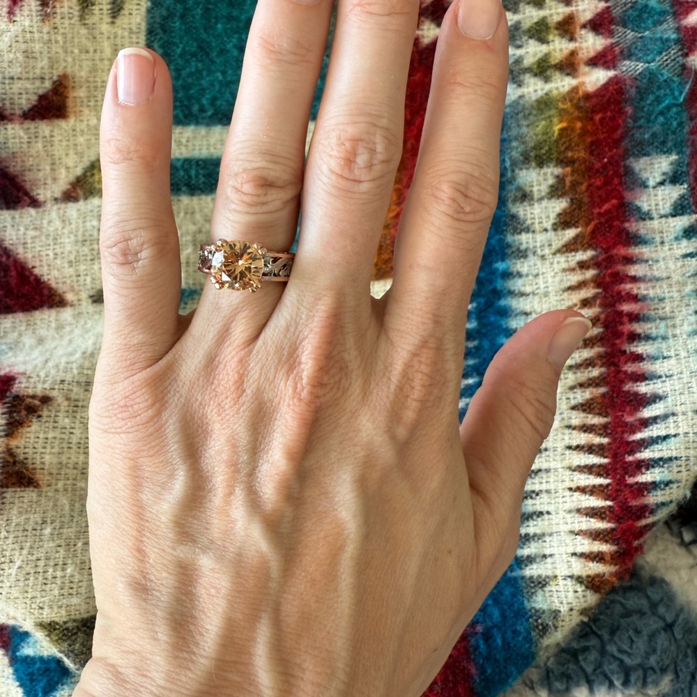 Elegant Rose Gold Ring with Large Stone